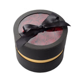 Maxbell Round Preserved Flower Gift Box with Clear Cover + 21pcs Red Rose Flowers