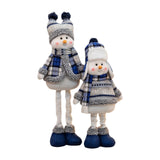 2Pcs Christmas Standing Plush Dolls Figurine Windowsill Xmas Stuffed Snowman