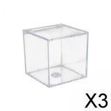 Maxbell 3xAcrylic Clear Box with Lids Transparent Gift Box for home Wedding  6cm