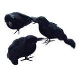 Maxbell 3 Pieces Halloween Crows Black Feathered Crows for Yard Theme Party Beanches