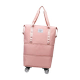 Maxbell Rolling Duffle Bag Apparel Tote Bag Pouch Wheeled for Outddor Sports Fitness pink