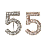 Maxbell 2 Pieces Crystal Rhinestone Imitation Pearls Number 5 Brooch Pin Jewelry