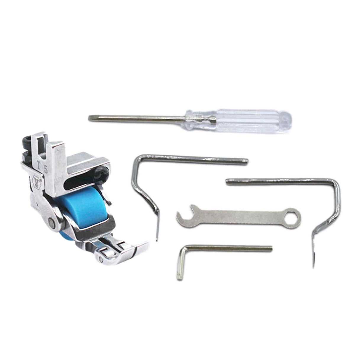 Maxbell Industrial Sewing Machine Presser Foot 5 in 1 for Thick Fabric Chiffon Jeans Rubber Wheel