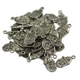 Maxbell 50 Tibetan Silver Christmas Xmas Santa Claus Head Charm Pendant Finding DIY - Aladdin Shoppers
