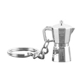 Maxbell Moka Pot Keychain Key Ring Gift Realistic Compact Coffee Machine Accessories Silver