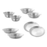 Maxbell Stainless Steel Plates and Bowls Portable Camping Plates Dinnerware Set 8PCS Silver