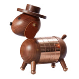 Nordic Walnut Dog Calendar Solid Wood Head Rotatable Toys Office Study Decor rose gold