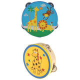 Maxbell 2 Pieces Wood Tambourines Drum Bell Toy Kid Hand Toy for Children Gift
