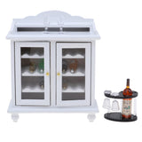 Maxbell 1/12 Dollhouse Miniature Furniture Wine Cabinet Wine Rack Glass Set Model