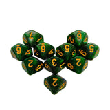 Maxbell 10 Pieces Dice Set D10 Entertainment Toys Party Table Game for Bar Card Game Green