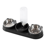 Maxbell Triple Cat Bowls 15°tilted Cat Food Water Bowl for Hamster Small Dogs Kitten black