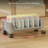 Maxbell Large Capacity Rolling Storage Bin, Multi-Functional Book Organizer with casters, Under Desk Book Storage Box, Student Classroom & Home Use Plastic Shelf, Mobile Compartment storage container Gray Single Layer