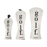 3Pcs Golf Head Cover PU Leather Golf Wood Headcover for Outdoor Adults Gifts White