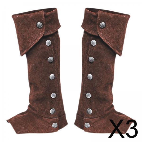 Maxbell 3xPirate Boot Cover Steampunk Renaissance Knight Warrior Costume Accessories Brown