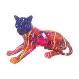 Maxbell Leopard Statue Artwork Color Graffiti Sculpture for Farmhouse Indoor Desktop Red