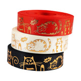 3x Gift Wrapping Ribbons Cute Cat Printed for Party New Year Handmade Crafts