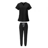 Maxbell 2 Piece Female Scrub Set Machine Washable Nurse Work Clothing for Salon