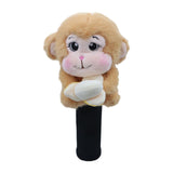 Maxbell Soft Plush Monkey Golf Wood Driver Headcover Golf Club Head Cover for Adults Light Brown