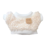Maxbell Stuffed Doll Crewneck Tee Fashion Educational DIY Costumes for 5.91inch Doll beige