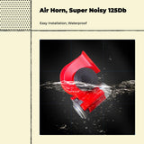 Super noisy Car Horn, 12/24V, Universal Fit, Waterproof, double Tone Black 24V with relay