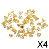 Maxbell 4x50pcs Vintage Filigree Flower Bead End Cap Finding For Jewelry Making Gold