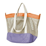 Maxbell Mesh Beach Bag Casual for Women Shoulder Bag for Vacation Essentials Outdoor Purple
