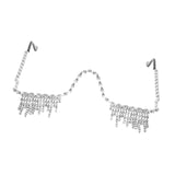 Maxbell Rhinestone Half Glasses Frame Decorative Eyeglasses for Club Event Birthday, Silver