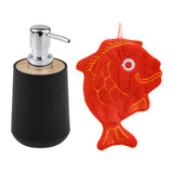 Maxbell Soap Dispenser with Towel Stylish Lotion Pump Bottle for Home Vanity Kitchen black red fish