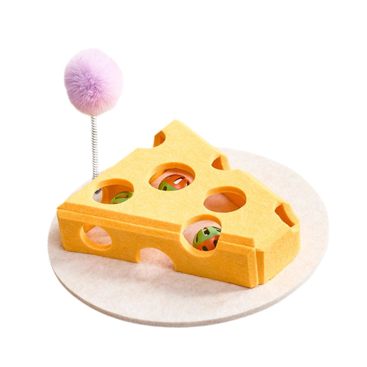 Maxbell Cheese Toy for Cats Cat Teaser Felt Cats Playing Case for Home Ideal Gift Playing Yellow