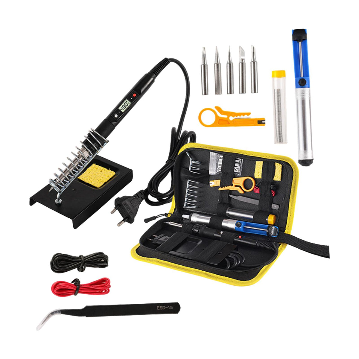 Maxbell Soldering Iron Set US Adapter Multipurpose 80W for Carving Welding Repairing Black