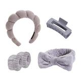 Maxbell Headband and Wristband Set Gift for Women and Girls Trendy Skincare Headband Gray