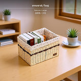 Maxbell 3-Piece Woven Storage Basket Set, handmade Grass & Fabric Organizer Bins, speckled-pattern Lining, Decorative Home Storage for Living Room, Bedroom, and Desktop, earth tones Natural Large
