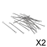 Maxbell 2x20pcs Double Eyed Wire Shank Waddington Shank for Fly Lure Tying Length 45mm
