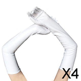 Maxbell 4xLadies 53cm Metallic Gloves Flapper Dance Opera Cosplay Fancy Dress White
