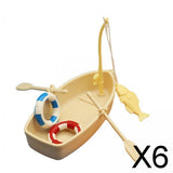 Maxbell 6xMiniature Fishing Boat Model Mini Boats Model for Photo Props Micro Landscape