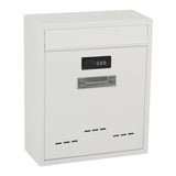 Large Wall Mount Mailbox W/Code Lock Postbox Rainproof Iron Large Capacity White