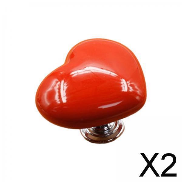 Maxbell 2xLove Shaped Toilet Press Button Toilet Flush Button Helper for Home Bathroom Red