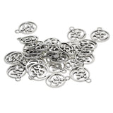 Maxbell 130Pcs Tibetan Silver Hollow Out OM Yoga Round Charm Pendant Necklace Making