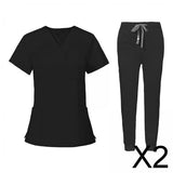 Maxbell 2xNursing Uniforms Scrub Set Nurse Top and Pants for Pet Shop SPA Cosmetology