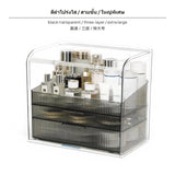 Maxbell Acrylic Cosmetic Organizer with Drawers, Large Capacity Makeup Storage Box, Dustproof Vanity Organizer for Skincare & Lipsticks, Multitier Desktop Storage, Elegant Design for Bedroom, Bathroom, Dressing Table Black Transparent