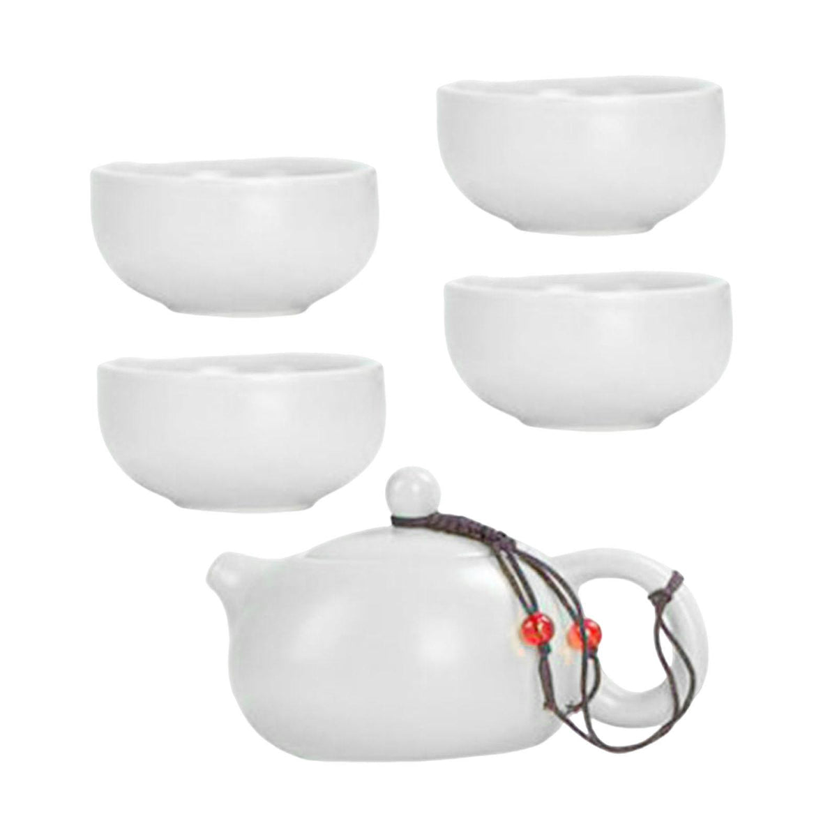 Maxbell Travel Tea Set Practical with Case Ceramic Teapot for Camping Office Outdoor Green 4 Cups