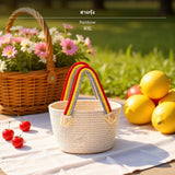Maxbell Woven Tote Bag, Rattan Basket, Handmade Gift Bag, Multi-Size woven fiber Handbag, Beach outdoor meal Storage Basket, Lightweight environmentally-conscious Organizer for everyday Travel & Home Decor Rainbow