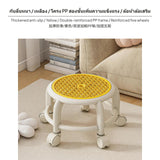 Maxbell 5-Wheel rotating Kids Shower Stool, polypropylene resin Portable Rolling Seat with Anti-Slip Pad, Breathable Design, Multipurpose Small Stool for Bathroom, Home Cleaning, Orange Yellow