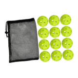 Maxbell 12Pcs Outdoor Pickleballs 26 Holes Portable with Storage Bag for Competition Yellow Green