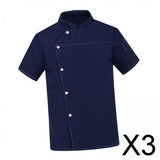 Maxbell 3xChef Coat Jacket Waiter Waitress Apparel for Food Service Kitchen Bakery M