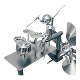 Maxbell Drummer Windmill Wind Sculpture Decoration Art Sculpture for Home Patio Lawn Silver