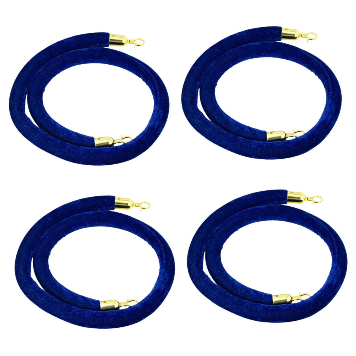 Maxbell 4x Velvet Stanchion Rope Crowd Control Security Barriers for VIP Queue Posts Blue