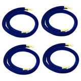 Maxbell 4x Velvet Stanchion Rope Crowd Control Security Barriers for VIP Queue Posts Blue