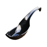 Maxbell Ramen Noodle Soup Spoon with Fork Tableware for Dumpling Wonton Rice Noodles Black