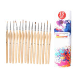 Maxbell 15x Nail Dotting Pen Nail Art Liner Brushes for Long Lines DIY Manicure Home Wood Color